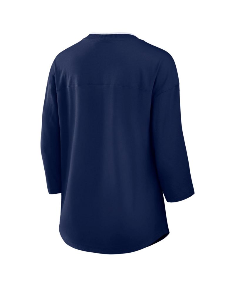 Women's Navy Denver Broncos Plus Size Deceptive Juke 3/4-Sleeve V-Neck T-Shirt