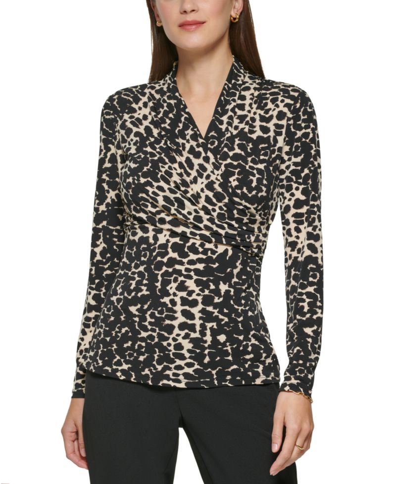 Petite Printed Surplice Top
