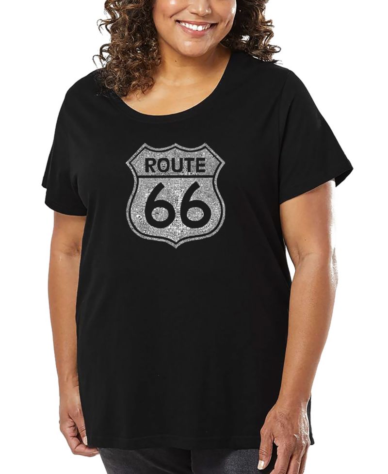Plus Size Cities Along The Legendary Route 66 Word Art T-Shirt