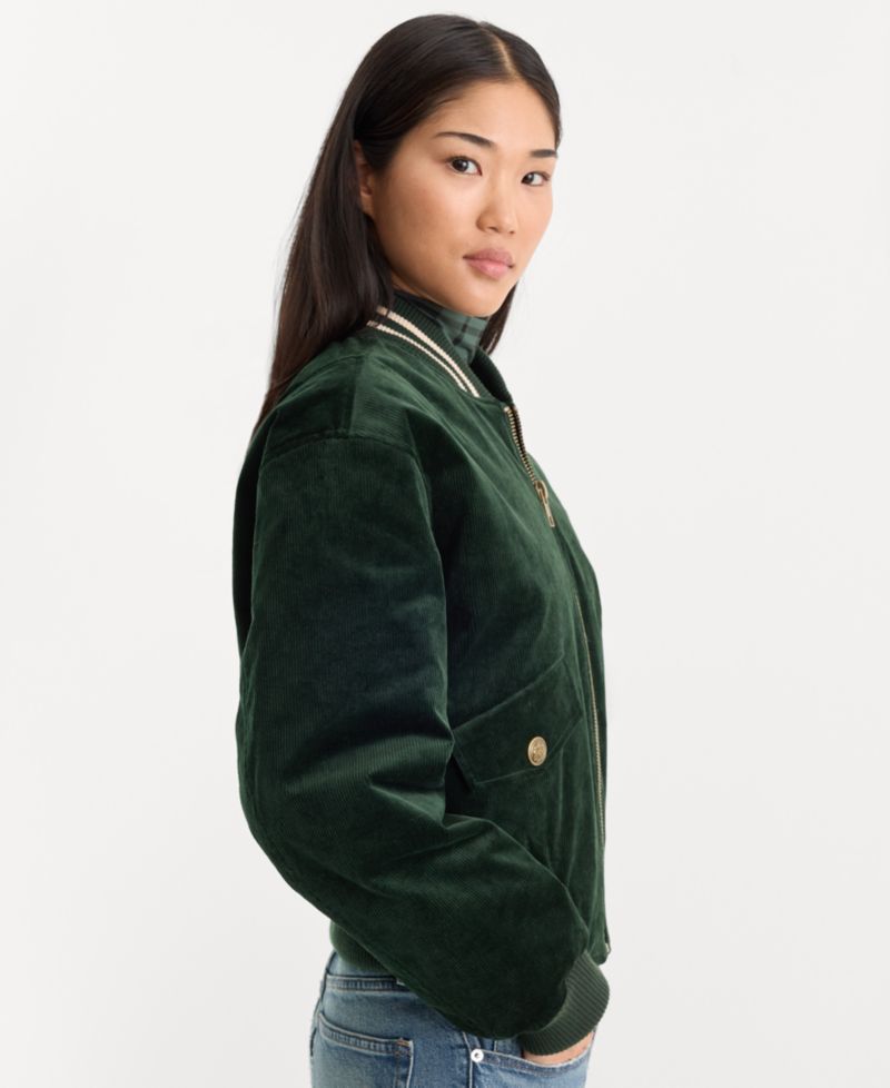 Women's Corduroy Zip-Up Bomber Jacket