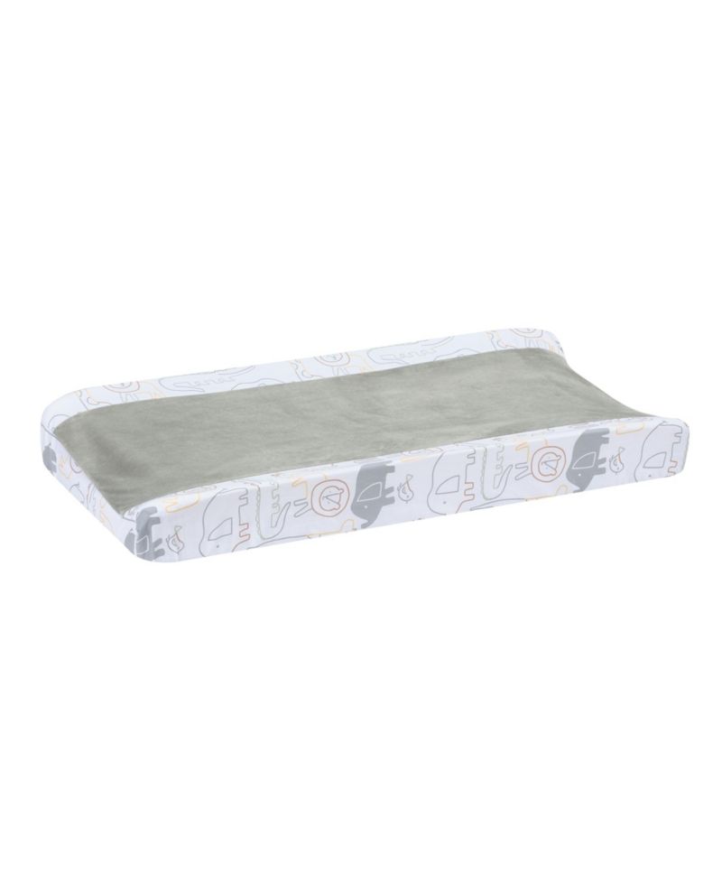 Lambs and Ivy Jungle Story Soft Minky Velour Safari Changing Pad Cover- White/Gray