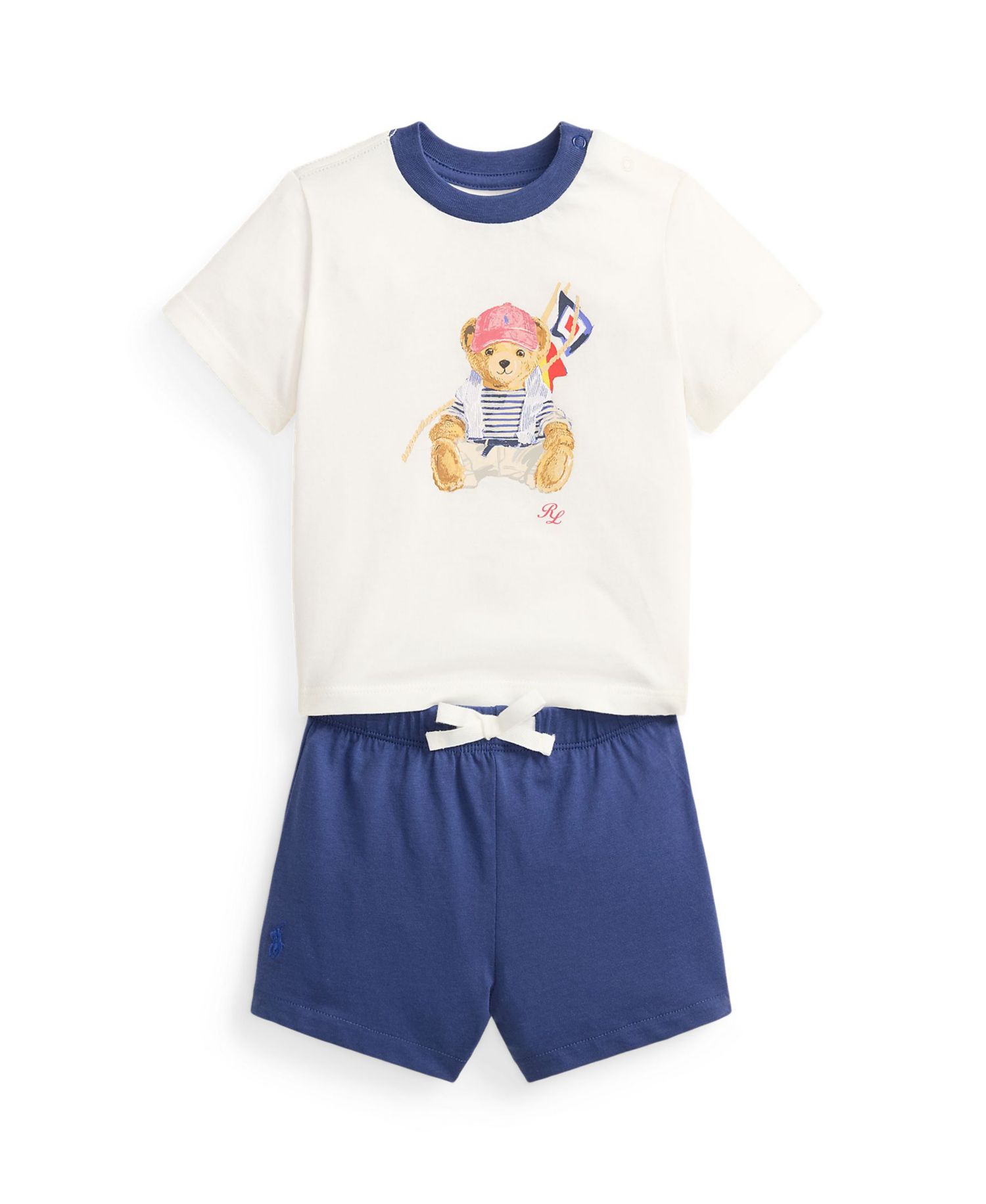 Футболка с круглым вырезом и шорты Polo Bear для маленьких мальчиков, комплект из 2 предметов
