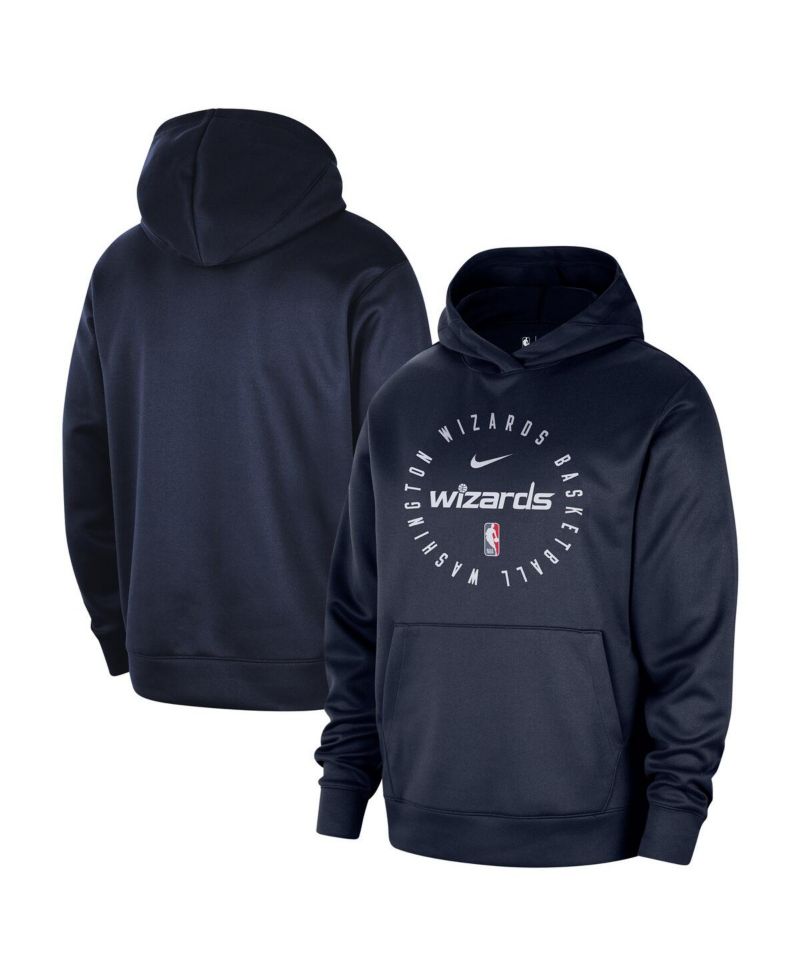 Men's Navy Washington Wizards 2024/25 Spotlight On-Court Practice Performance Pullover Hoodie