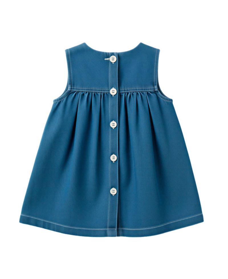 Baby Girls' Denim Jumper Dress & Bodysuit with Hairclip and Band, 4-Piece Set