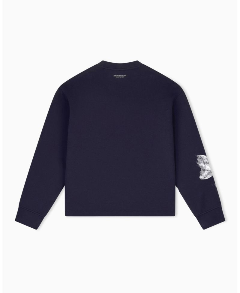 Men's Exposed Flower Bonded Cotton Crewneck Sweatshirt
