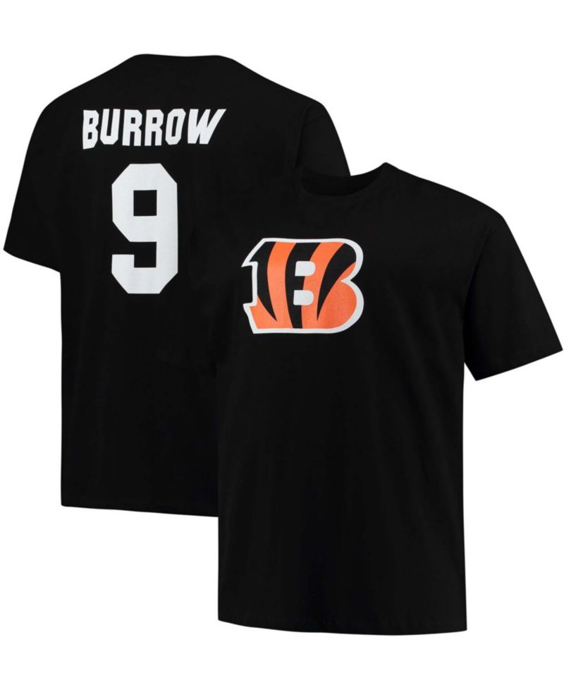 Men's Big and Tall Joe Burrow Black Cincinnati Bengals Player Name & Number T-shirt