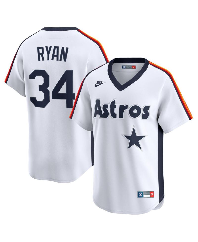 Men's Nolan Ryan White Houston Astros Throwback Cooperstown Collection Limited Jersey