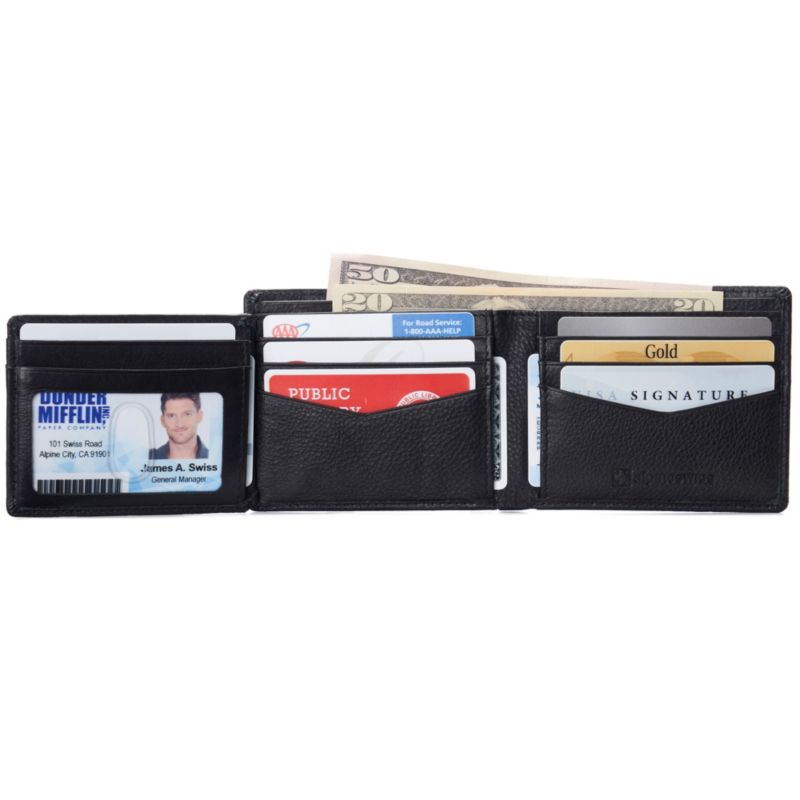Men's Wallet for Men RFID Protected Leather Wallet Spencer Bifold Divided Bill Section Gift Box 2 ID Windows 14 Card Storage Pockets