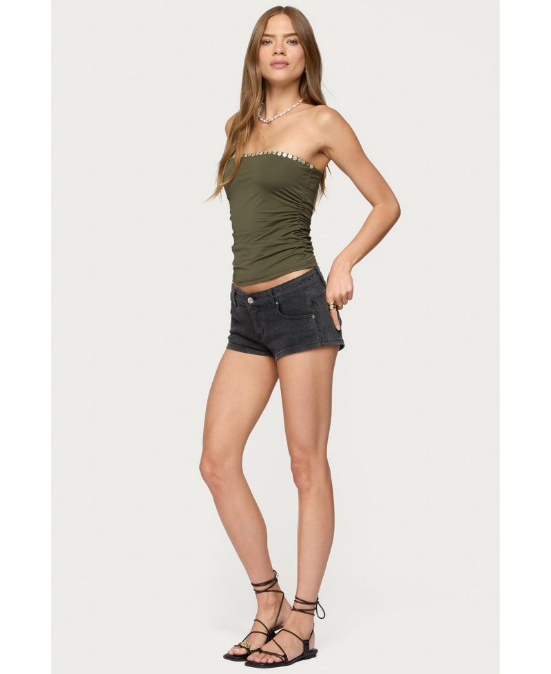 Womens Liat Ruched Built In Bra Tube Top