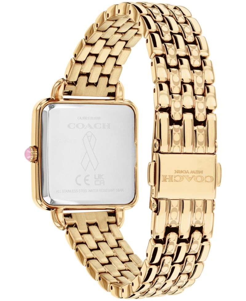Women's Breast Cancer Awareness Cass Gold-Tone Stainless Steel Bracelet Watch 28mm
