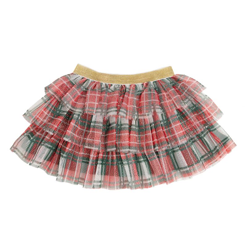 Little and Big Girls Christmas Plaid Tiered Tutu Skirt