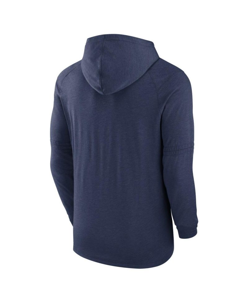 Men's Heather Navy Houston Astros Authentic Collection Tri-Blend Performance Pullover Hoodie