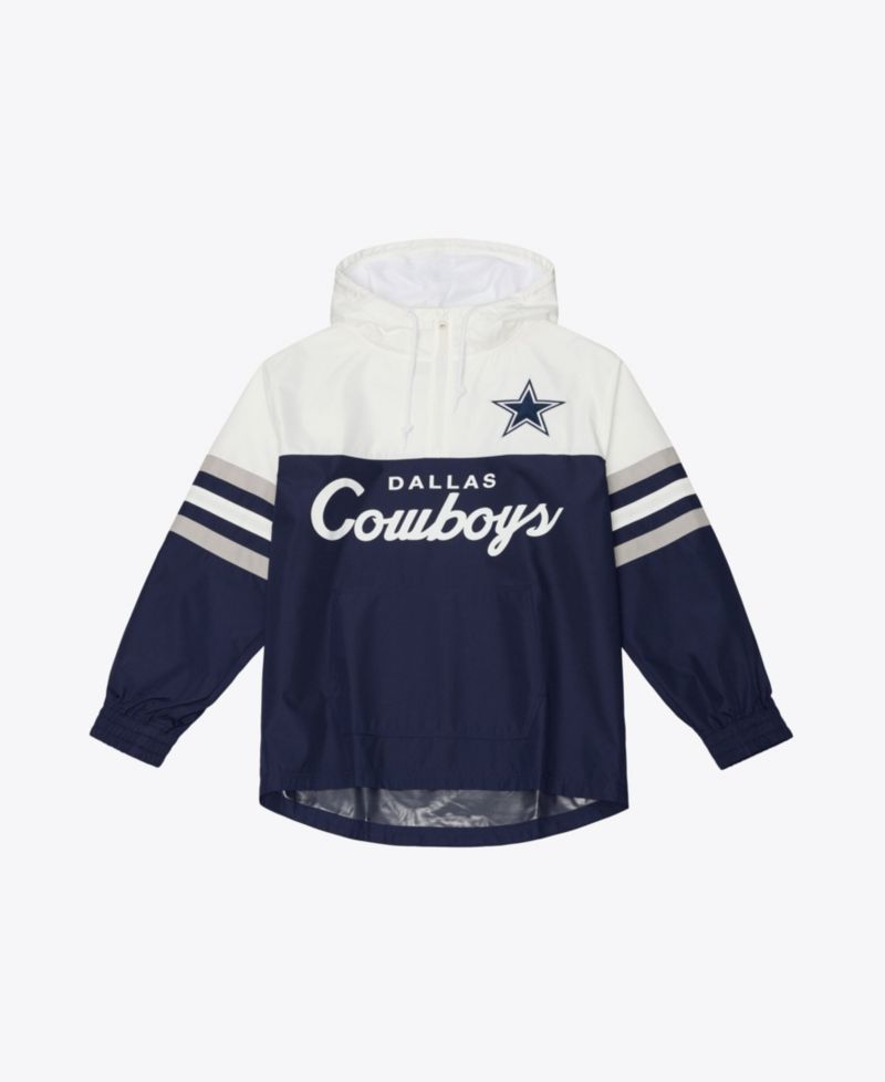 Men's Navy Dallas Cowboys Head Coach Anorak Quarter-Zip Windbreaker Jacket