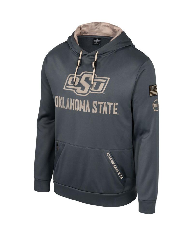 Men's Charcoal Oklahoma State Cowboys OHT Military-Inspired Appreciation Pullover Hoodie
