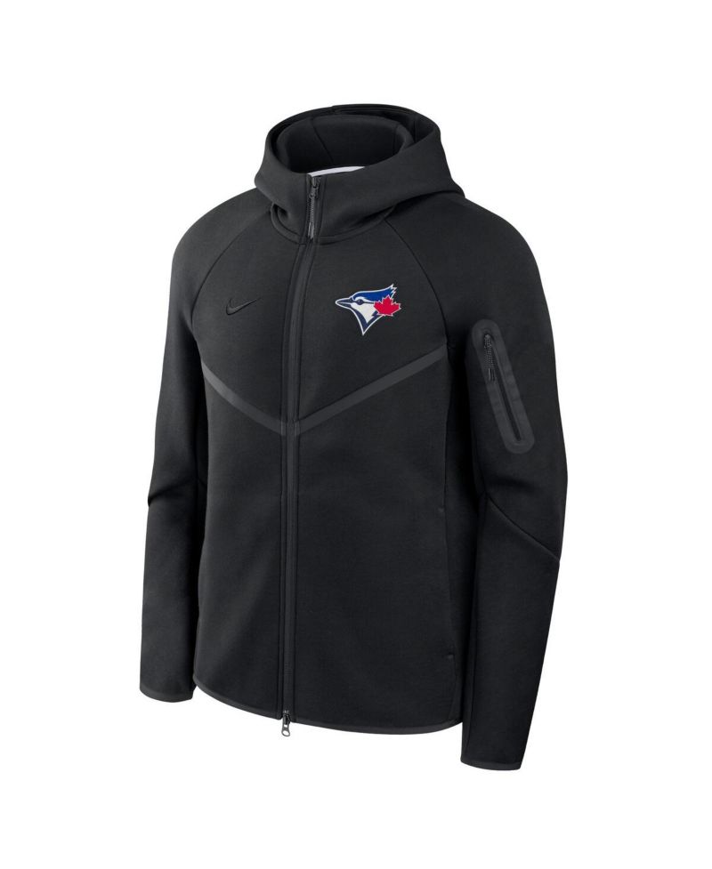 Men's Black Toronto Blue Jays Tech Fleece Raglan Full-Zip Windrunner Hoodie