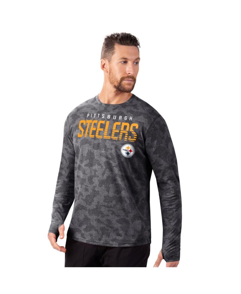 Men's Black Pittsburgh Steelers Performance Camo Long Sleeve T-Shirt