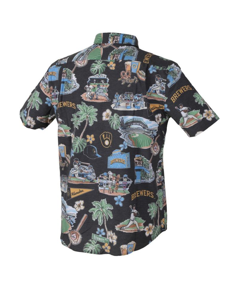 Men's Black Milwaukee Brewers Scenic Tri-Blend Button-Down Shirt