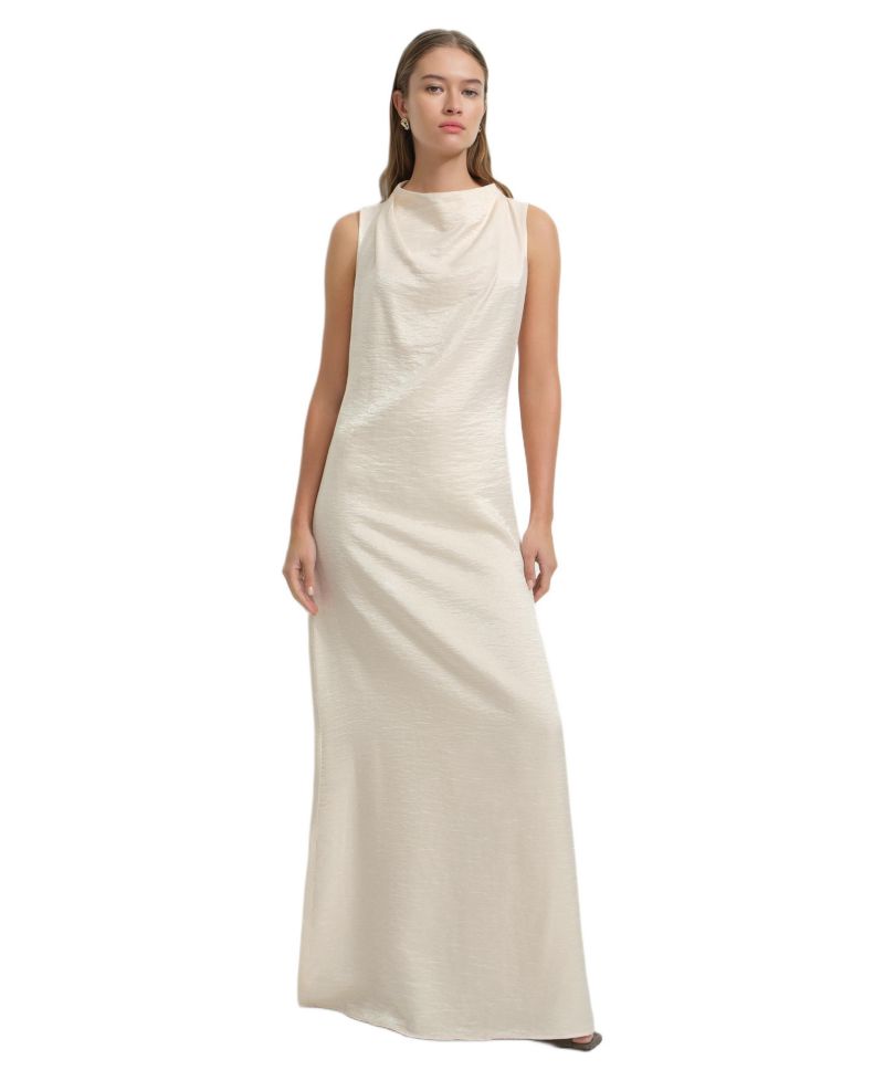 Women's Senna High-Neck Sleeveless Draped Floor-Length Evening Gown