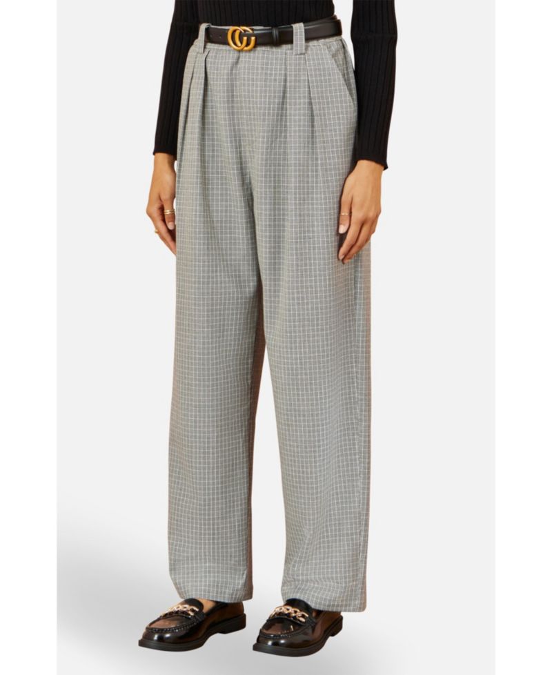 Women's Check Wide Leg Trousers