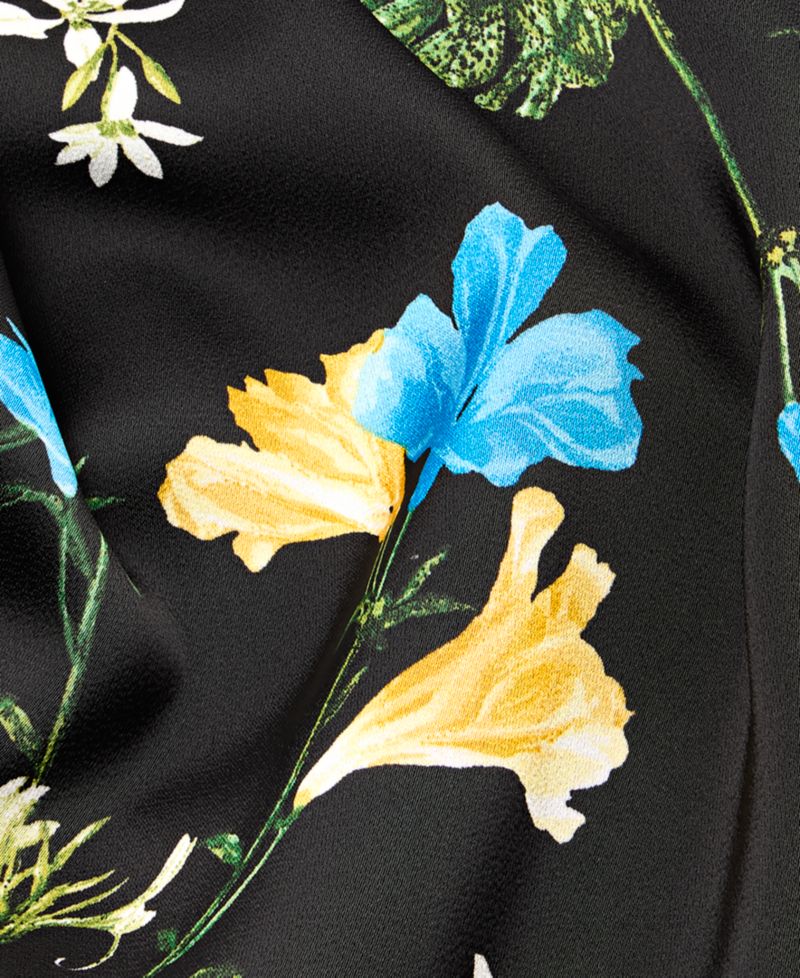 Women's Sleeveless Floral-Print Ruffle Front Blouse