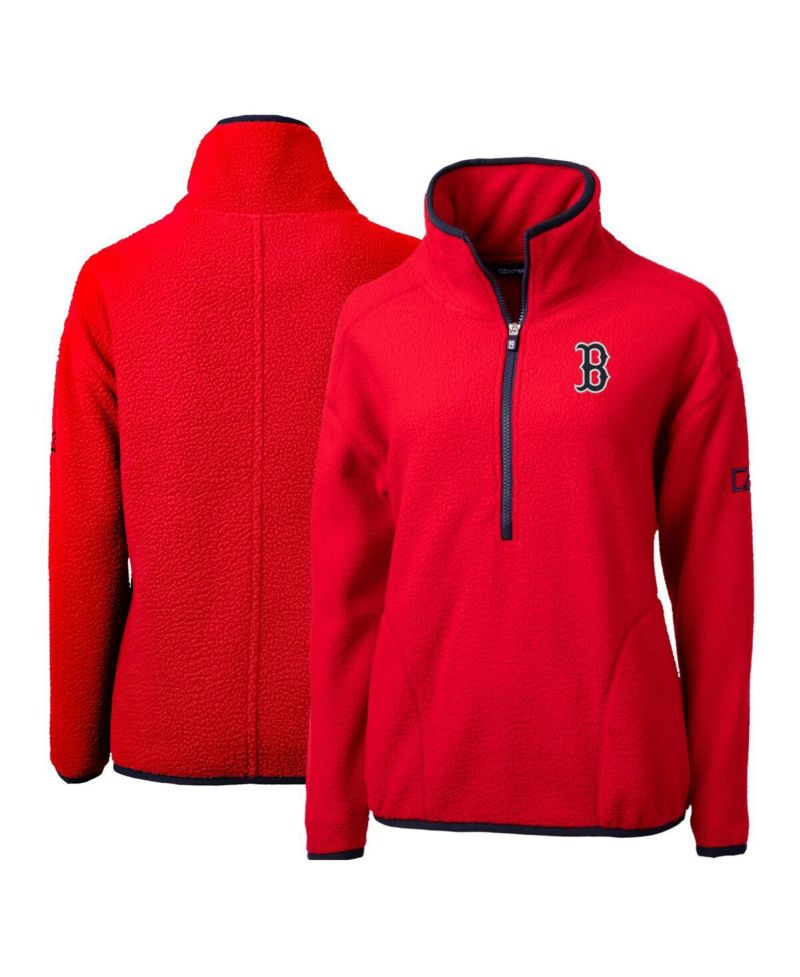 Women's Red Boston Red Sox Cascade Eco Sherpa Fleece Quarter-Zip Pullover Jacket