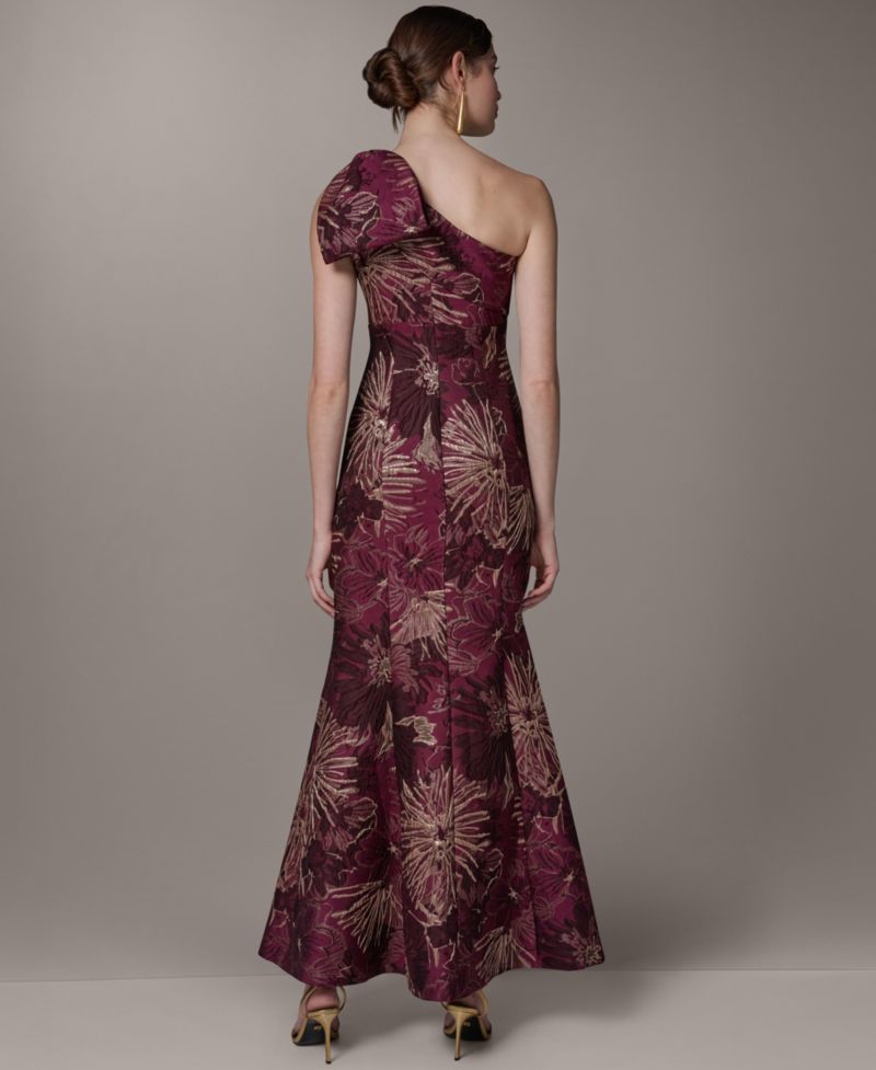 Petite Metallic One-Shoulder Gown