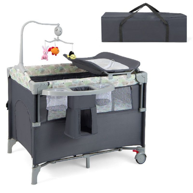 Portable Baby Bassinet with Diaper Changer, Bedside Sleeper and Changing Station