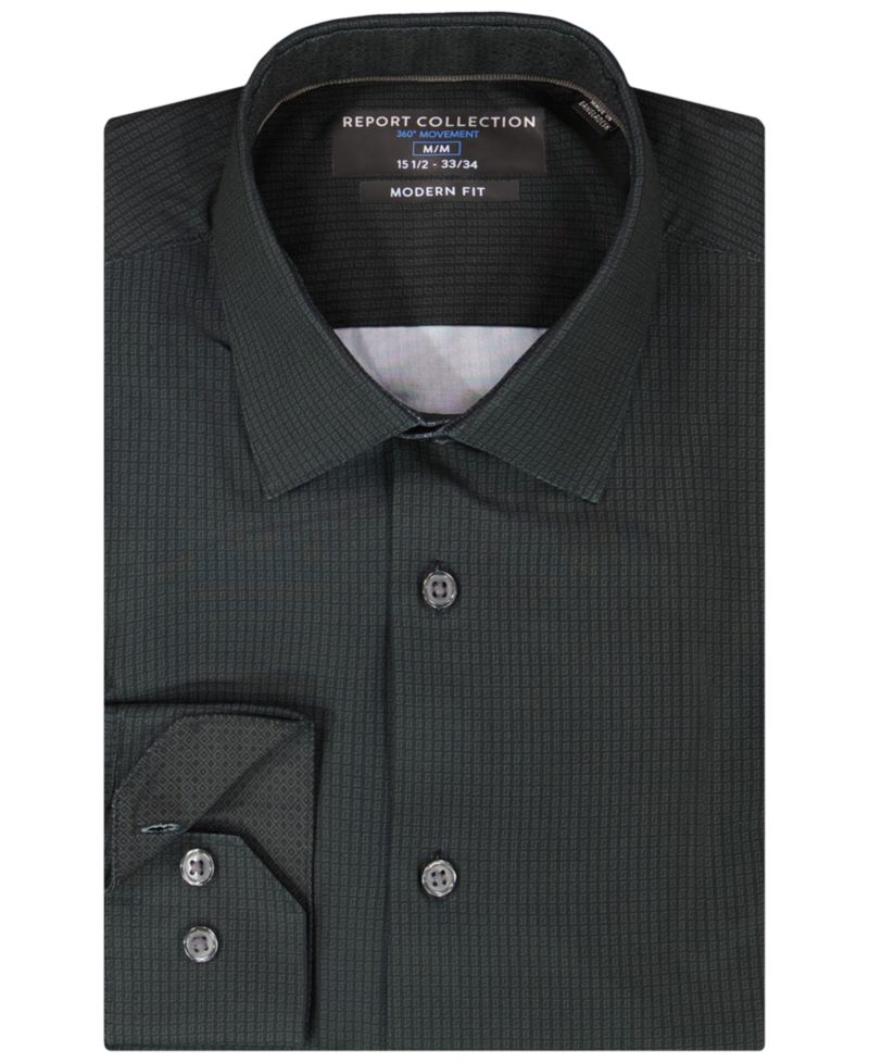 Men's 4-Way Check-Print Woven Dress Shirt