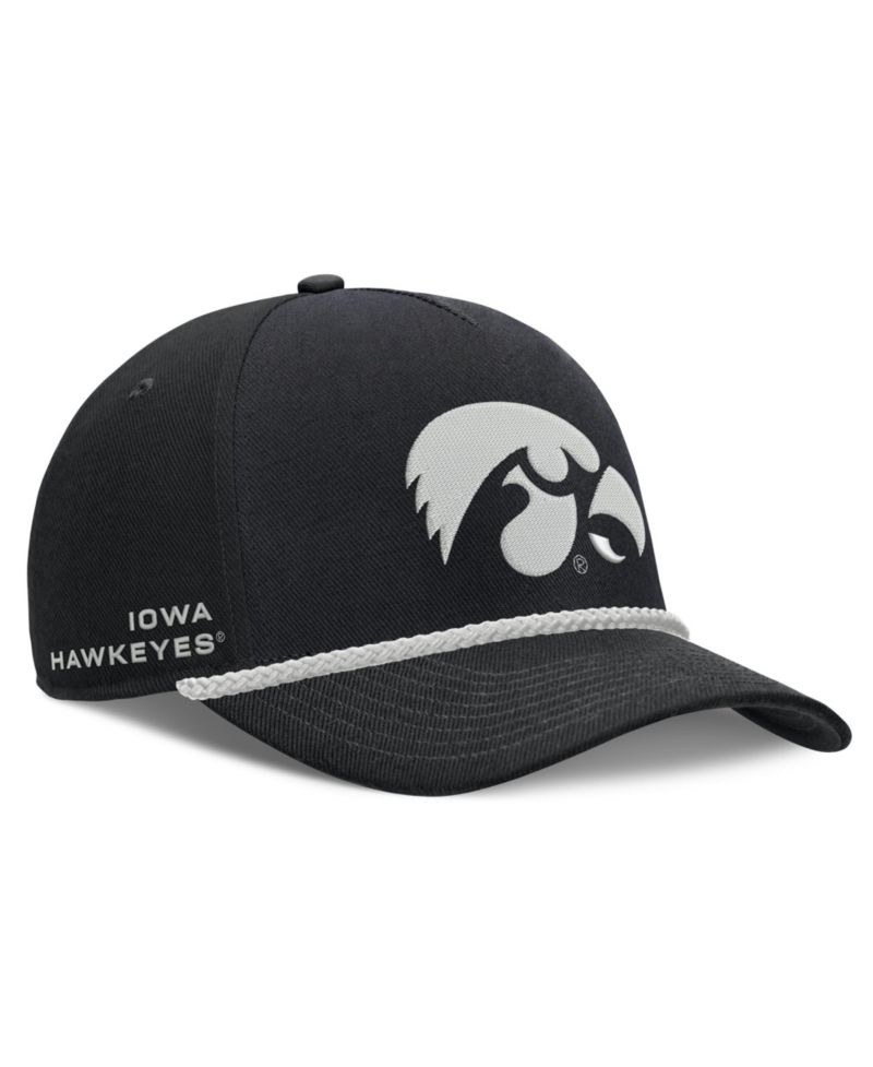 Men's and Women's Black Iowa Hawkeyes Rope Rise Adjustable Hat