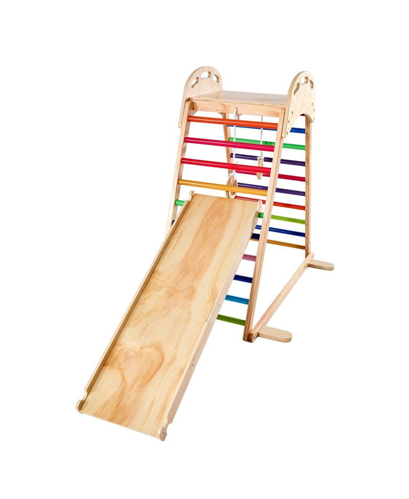 Ages 2-6 4-in-1 Wooden Indoor Jungle Gym