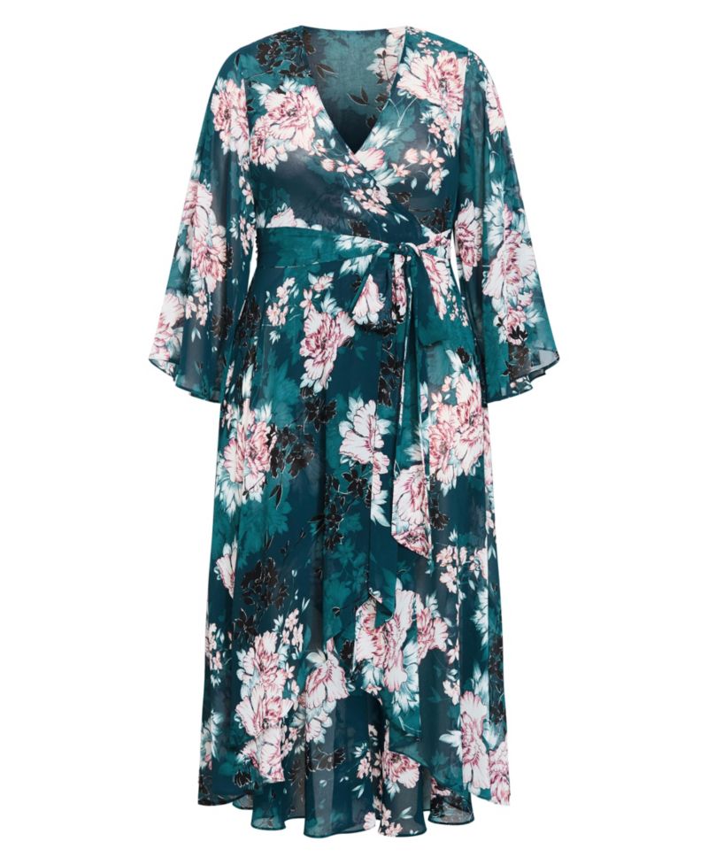 Women's Jade Blossom Long Sleeve Maxi Dress