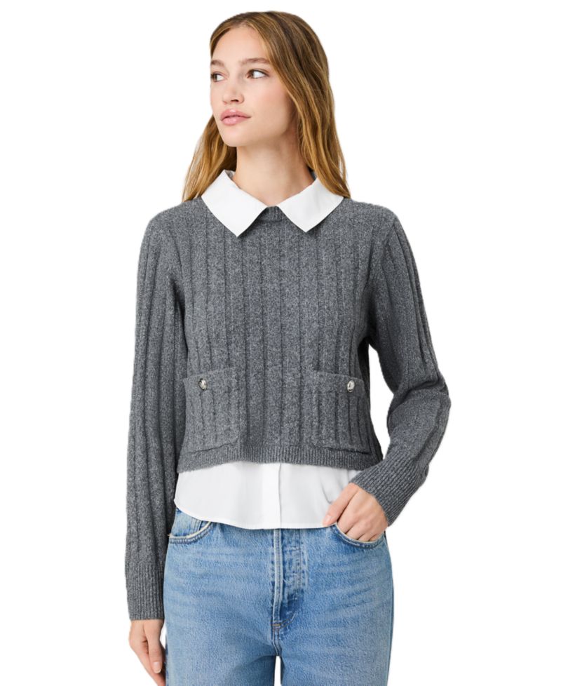 Women's Collared Keyhole Long-Sleeve Top
