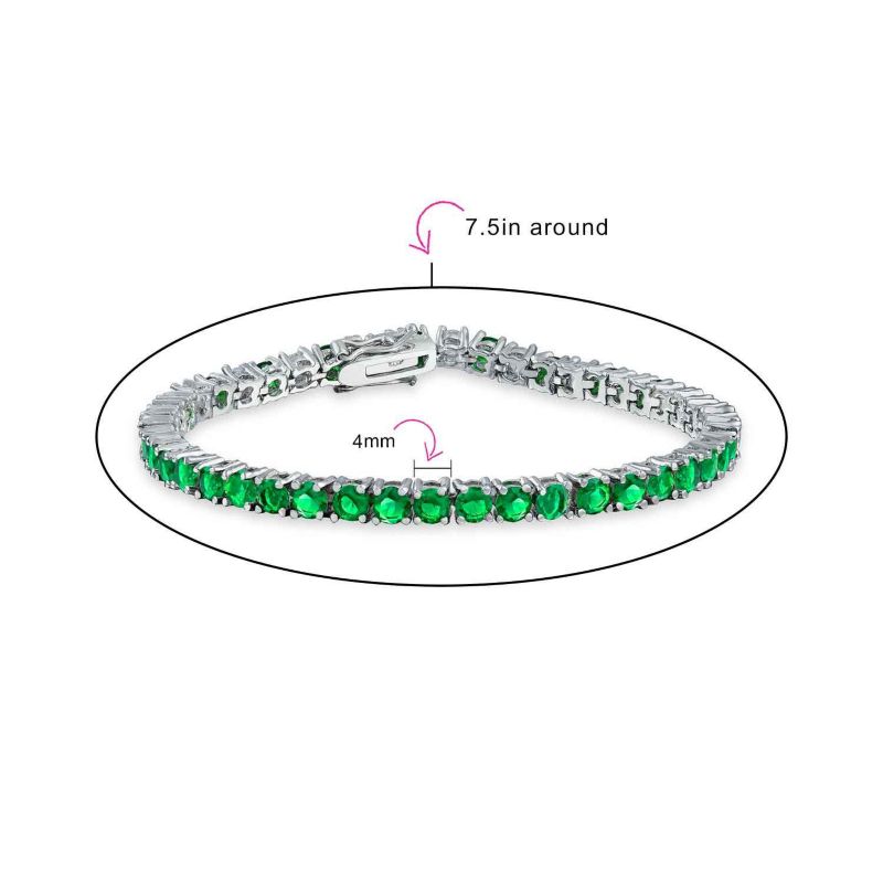 Classic 12CTW Round CZ Basket Set Blue Tennis Bracelet Silver Plated 7.5"