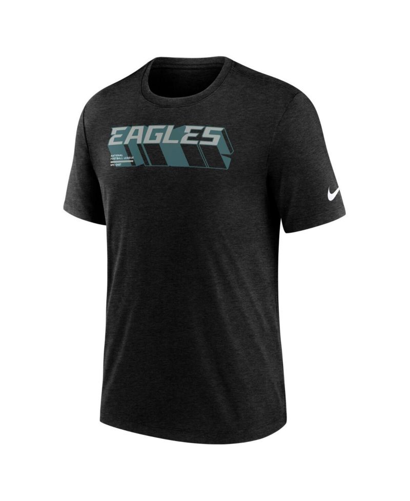Men's Heather Black Philadelphia Eagles Long Pass Tri-Blend T-Shirt