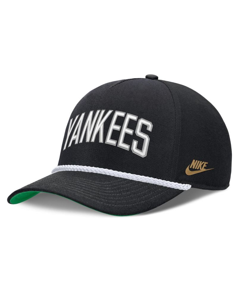 Men's Black New York Yankees Cooperstown Collection Rise Adjustable Hat