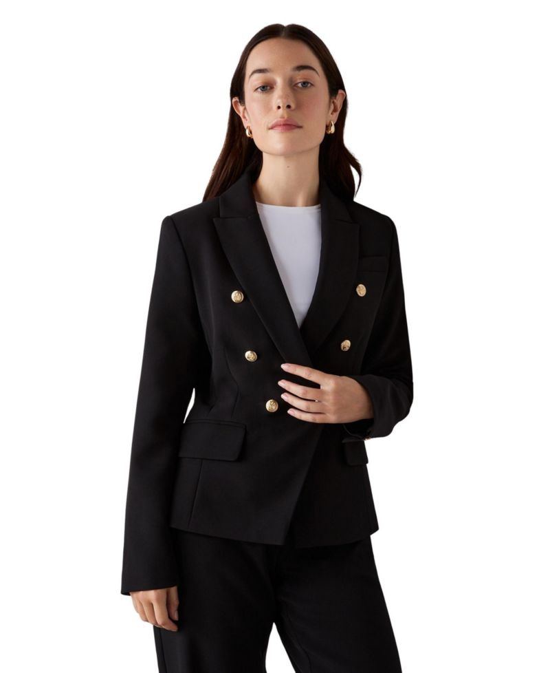 Women's Lydia Double-Breasted Gold-Tone Button Detail Blazer