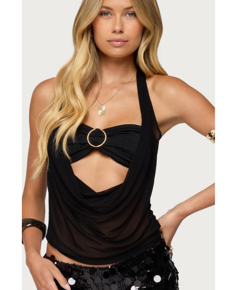 Women's Issey Layered Bandeau Cowl Neck Top