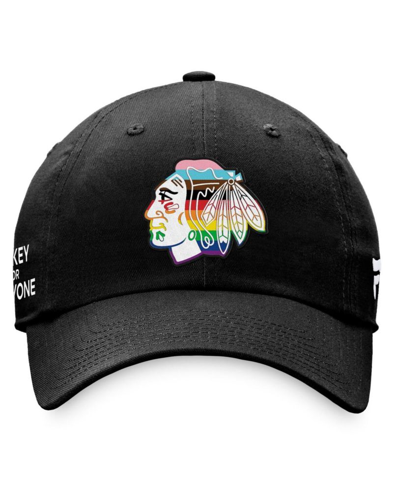 Men's Black Chicago Blackhawks Team Logo Pride Adjustable Hat