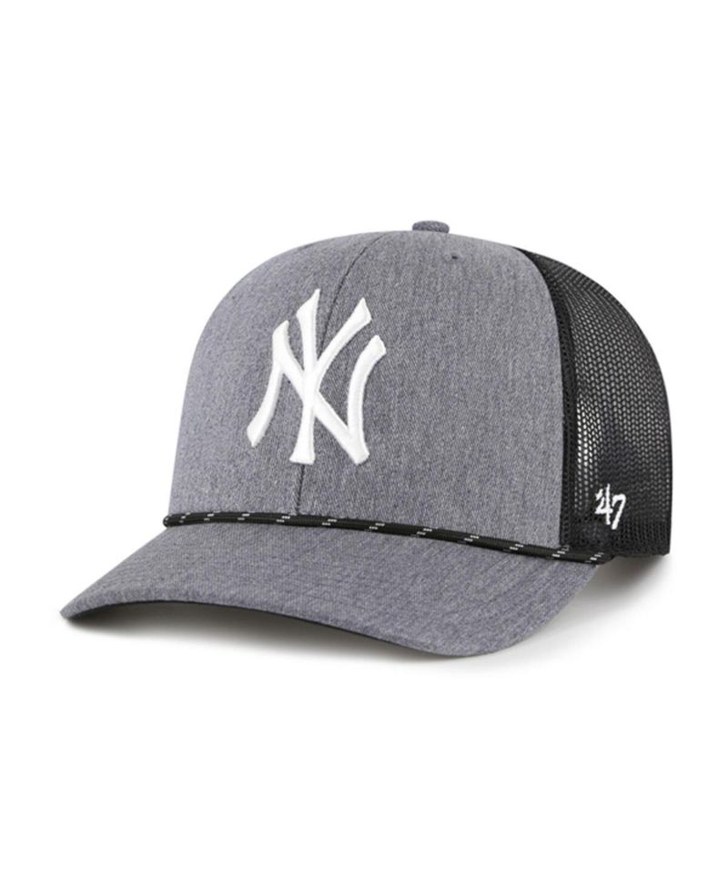 Men's Charcoal New York Yankees Carbon Rope Trucker Adjustable Hat