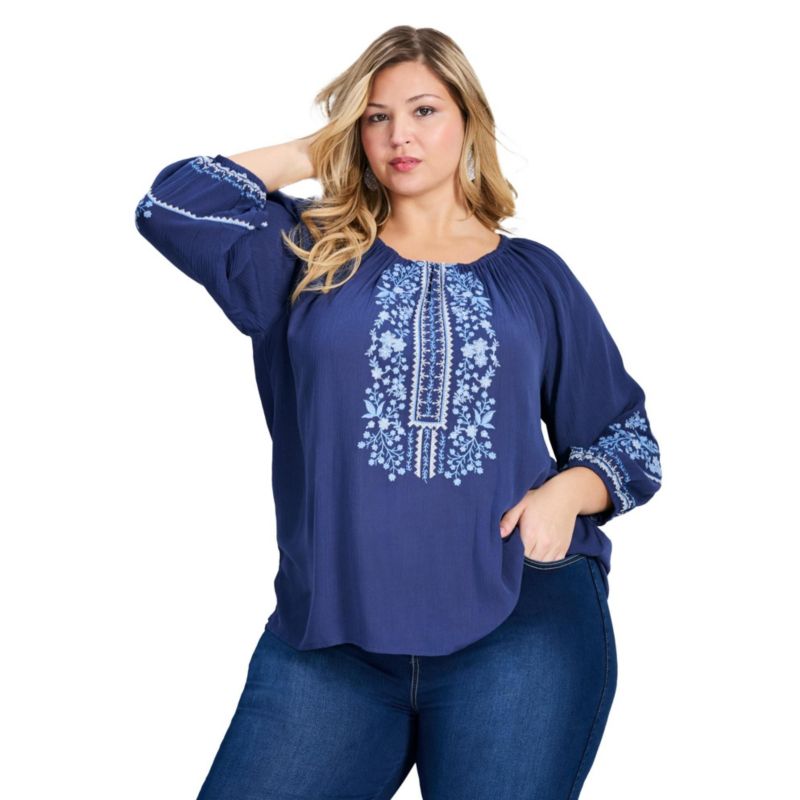 Women's Plus Size Anna Embroidery Detail Top