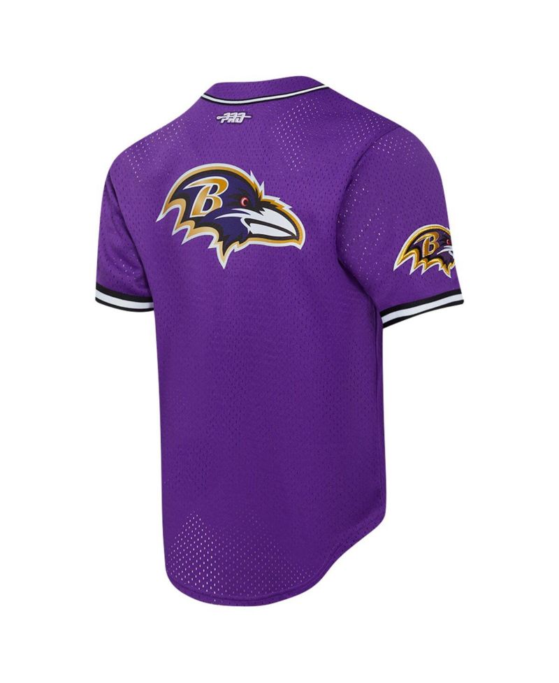 Men's Lamar Jackson Purple Baltimore Ravens Mesh Button-Up Baseball Jersey
