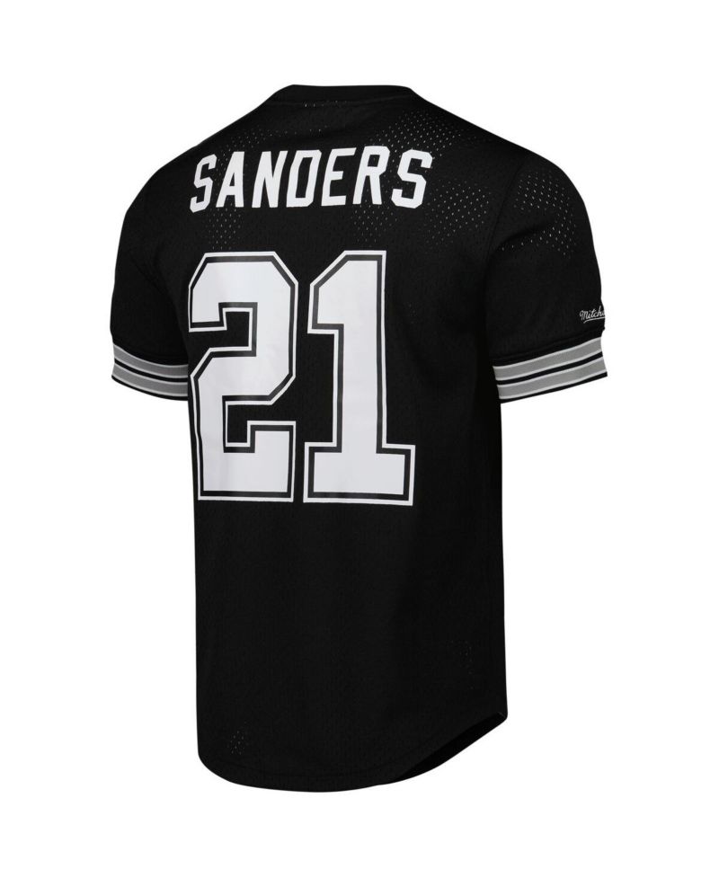 Men's Deion Sanders Black Dallas Cowboys Retired Player Name & Number Mesh Top