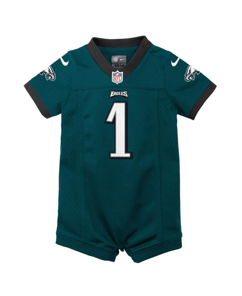 Newborn and Infant Boys and Girls Jalen Hurts Midnight Philadelphia Eagles Game Romper Jersey