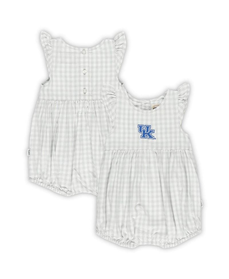 Baby Girls Gray Kentucky Wildcats Cara Gingham Ruffled Bodysuit