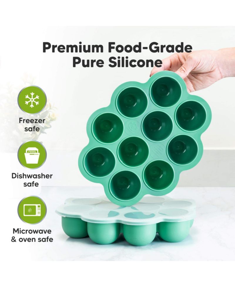Prep Silicone Baby Food Freezer Tray with Clip-on Lid, 2oz x 10 Silicone Freezer Molds, BPA-Free Baby Food Storage
