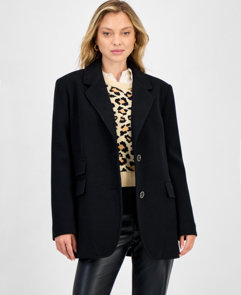 Women's Notched-Collar Two-Button Blazer Coat