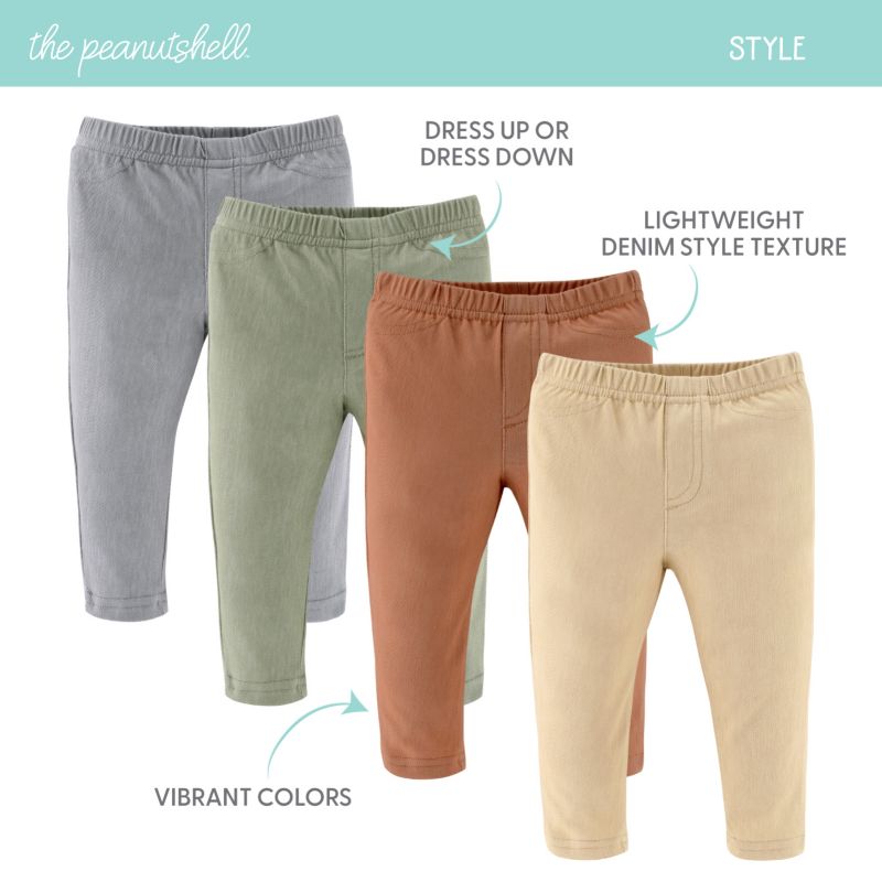 Baby Boys Jeggings, 4-Pack, Neutral