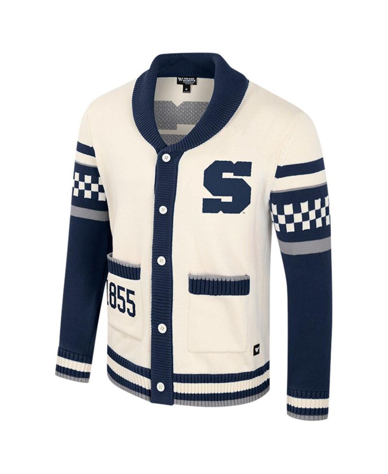 Women's Cream Penn State Nittany Lions Wild Collective Button-Up Jacquard Sweater