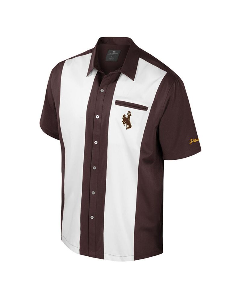 Men's Brown Wyoming Cowboys Strike Bowling Button-Up Shirt