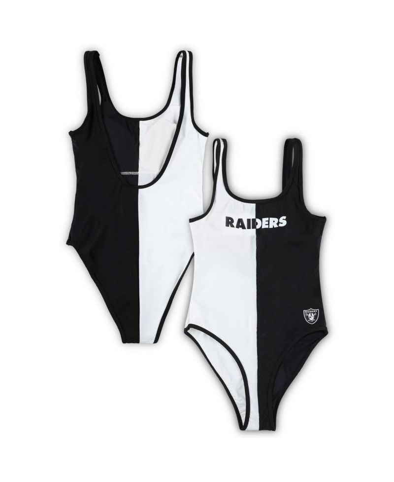 Women's Black/White Las Vegas Raiders Last Stand One-Piece Swimsuit